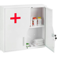 Relaxdays Lockable Medicine Cabinet 5 Compartments Steel HBT 53 x 53 x 14.5 cm White