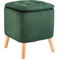 WENKO Stool with Storage Space Green [Elegant Design] Stool with Storage Space - Footstool with Sturdy Wooden Feet - Upholstered Stool - Foot Stool - Stool Living Room Dressing Table Hallway - Stool