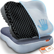 Double Thick Gel Seat Cushion for Long Sitting, Non-Slip Egg Seat Cushion, Office, Car, Wheelchair, Meditation, Kayak, Home Support and Flexibility, Seat Pressure Relief, Back and