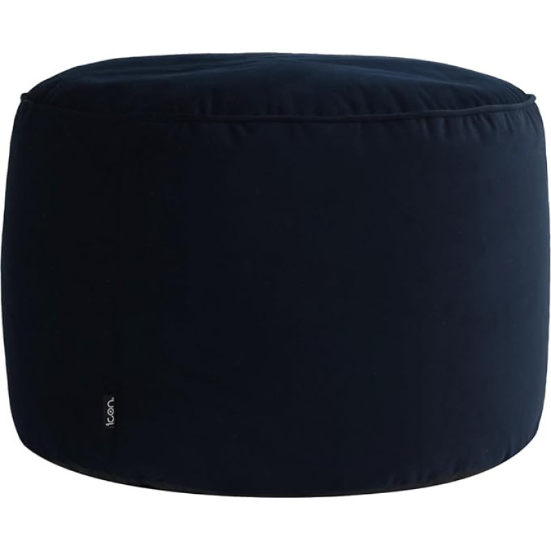 Icon Milano Stool, Dark Blue, Fluffy Velvet Fabric, Velvet Bean Bag, Pouf Stool with Filling, Footstool for the Living Room, Decorative Living Room
