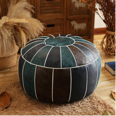 GCCSSBXF Premium Leather Pouf Unstuffed - Authentic Moroccan Pouf, Stylish Round Ottoman Footrest Cover - Multifunctional Storage Solution for Modern Home Decor
