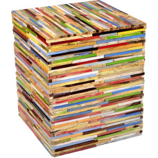 Brillibrum Design Side Table Wood Real Wood Upcycling Stool Handmade Side Table Colourful 45 x 36 x 36 cm