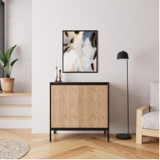 Bimossa Juniper Terracotta Multi-Purpose Cabinet, Elegant 80cm Storage Cabinet with 2 Closed Shelves, Modern Design, Perfect for Adding a Touch of Colour to Any Room (Oak)