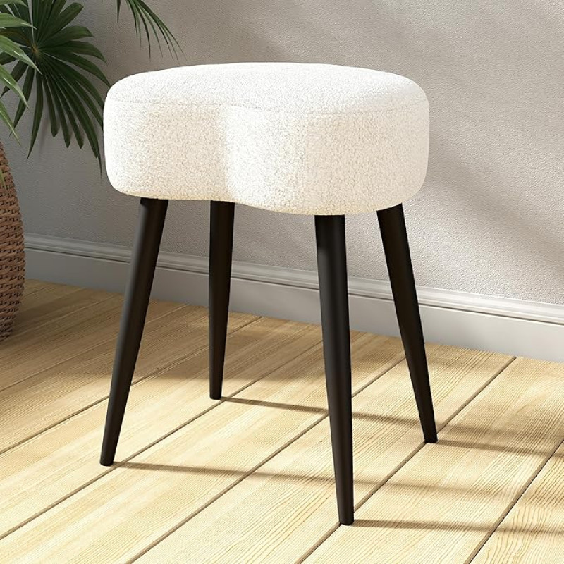 Permory Ottoman Stool, Metal Legs with Non-Slip Feet, Soft Footstool Apple Shape Modern for Living Room (15.7