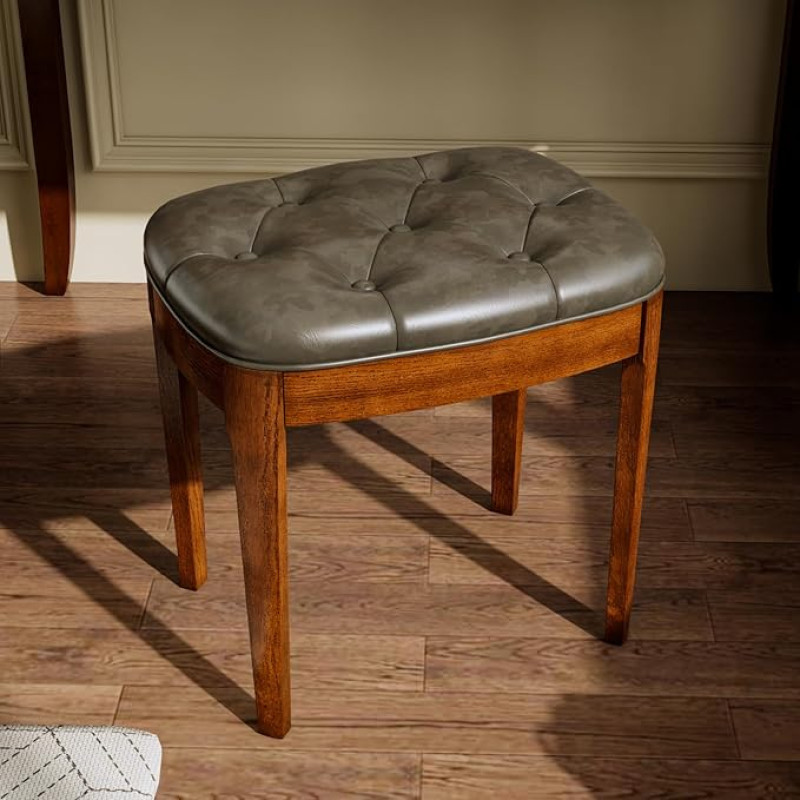 VERDANTREE Vantity Bankhocker mit gepolstertem, elegantem, modernem Betthocker, Make-up-Ankleidebank, vielseitig für Esszimmer, Wohnzimmer, 49,3 x 37,6 x 50,6 cm, einfache Montage, Bienenwachs-Bein