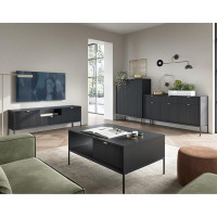 Home Furniture Set Wall Unit Black Base Frame 4 Pieces 1 Highboard 1 Sideboard 1 Coffee Table 1 Lowboard