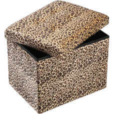 ALASDO Ottomane mit Stauraum, Ottomane, Fußstütze, Hocker, kleiner Ottomane mit Stauraum, faltbarer Ottomane, Fußhocker, Bank für Wohnzimmer, 43,2 x 33 x 33 cm, Leopardenmuster