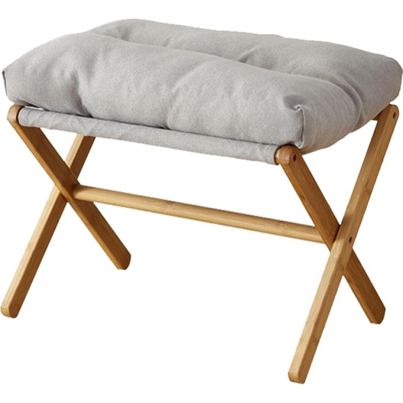 Modern Multifunctional Footrest with Soft Cushion for Living Room, Bedroom, Office, Footstool, Foldable Footstool with X-Legs, Under Desk with Solid Wood Legs (Grey)