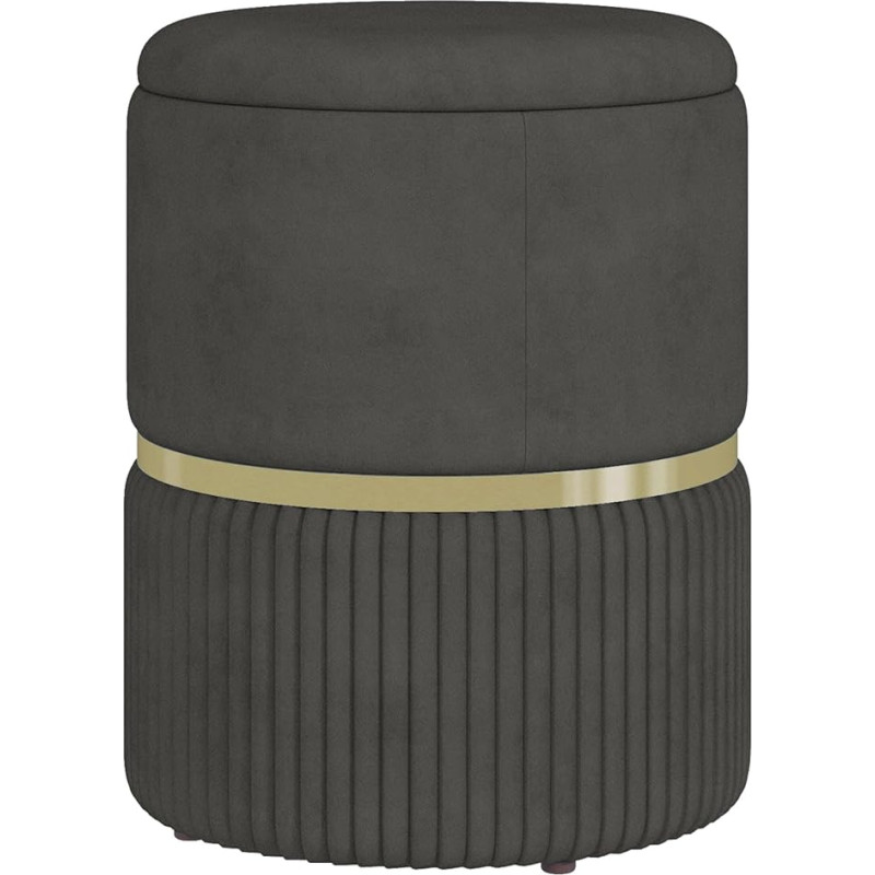 HOMCOM Stool with Footstool Storage Box Corduroy Fabric Modern Design 36 x 36 x 44 cm for Living Room Bedroom Grey