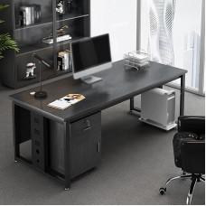 Holzschreibtisch mit Metallbeinen, Computertisch, Schubladen, Home-Office-Aufbewahrungsschrank, Arbeitsstation, Schreib-/Arbeitszimmer, Executive-Schreibtisch ohne Stuhl. (Stil C, 120 x 60 x 75 cm)