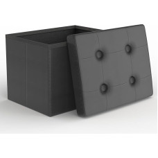 eMOUSE Ottoman Storage Ottoman with Storage Ottoman Footstool Small Ottoman Black L17W13H13H13INCH