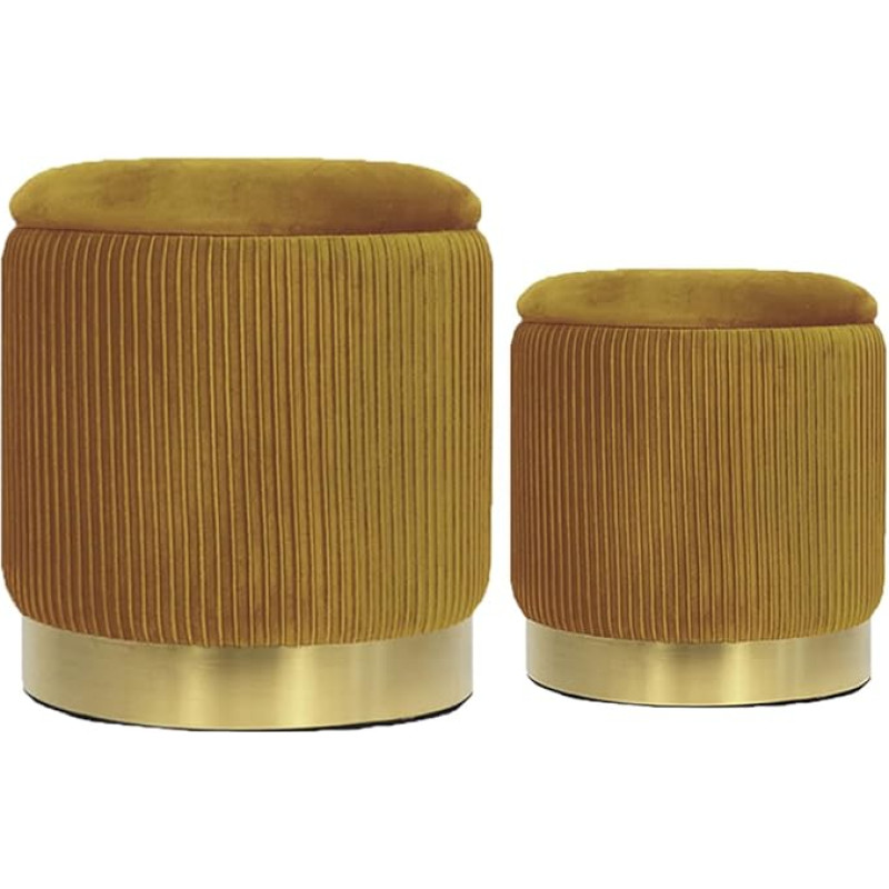 YYW HOME Runde Ottomane aus Samt, mit Stauraum, runder gelber Stauraum, Ottomane für Wohnzimmer oder Schlafsaal, Schminkstuhl für Schlafzimmer, 2 Stück