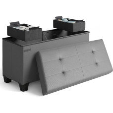 Ottoman Bench with Storage Containers, 30 Inch Storage Bench for Bedroom, Bed End, Folding Footrest, Ottoman with Storage for Living Room, Storage Chest Max 660 lbs