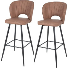 MOMMA HOME Set of 2 raised benches, ONA model - brown faux leather finish - metal feet, matt black, dimensions 55 x 47 x 108 cm