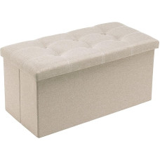 Youdesure 30 Inch Foldable Storage Ottoman Padded Footrest Storage with 80L Storage Space Holds up to 350lbs Linen Fabric Beige