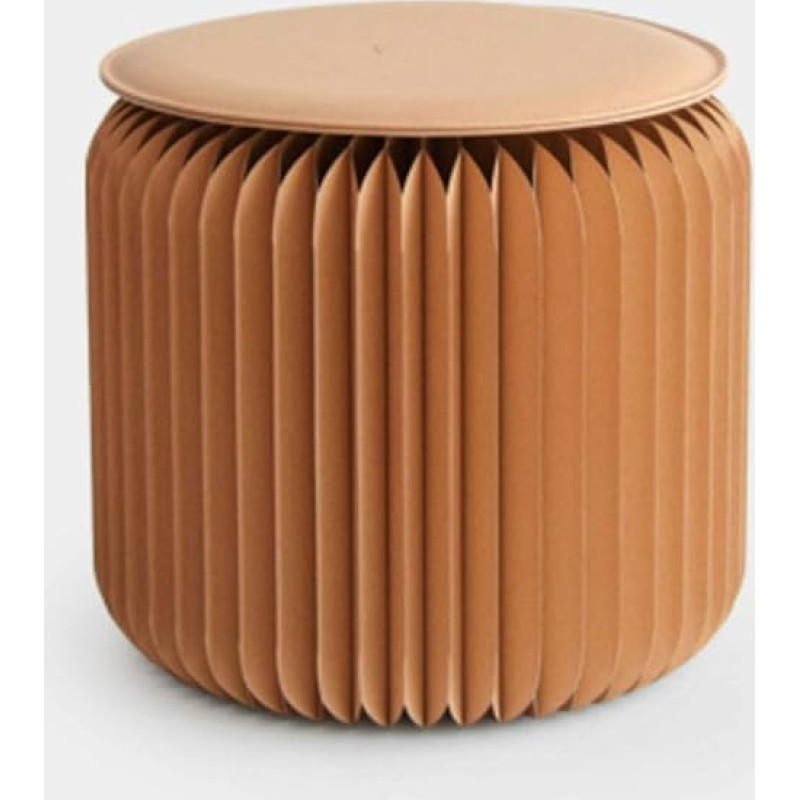 HKDJ Folding Paper Stool, Creative Round Chair Kraft Paper Material with Hexagonal Honeycomb Structure for School, Living Room, Brown