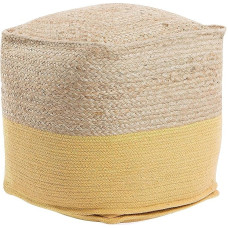 Boho Pouf Cotton Jute Square Beige/Yellow Kirama