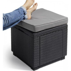 Cube Stool with Cushion 42 x 42 x 39 cm Graphite