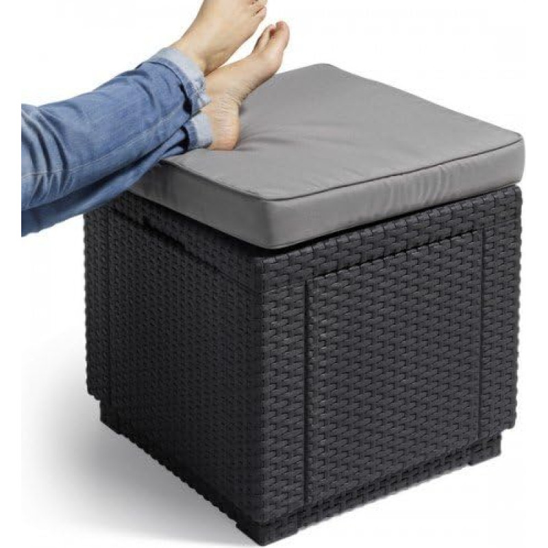 Cube Stool with Cushion 42 x 42 x 39 cm Graphite