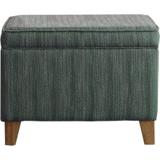 HomePop Upholstered Storage Ottoman with Hinged Lid, Teal