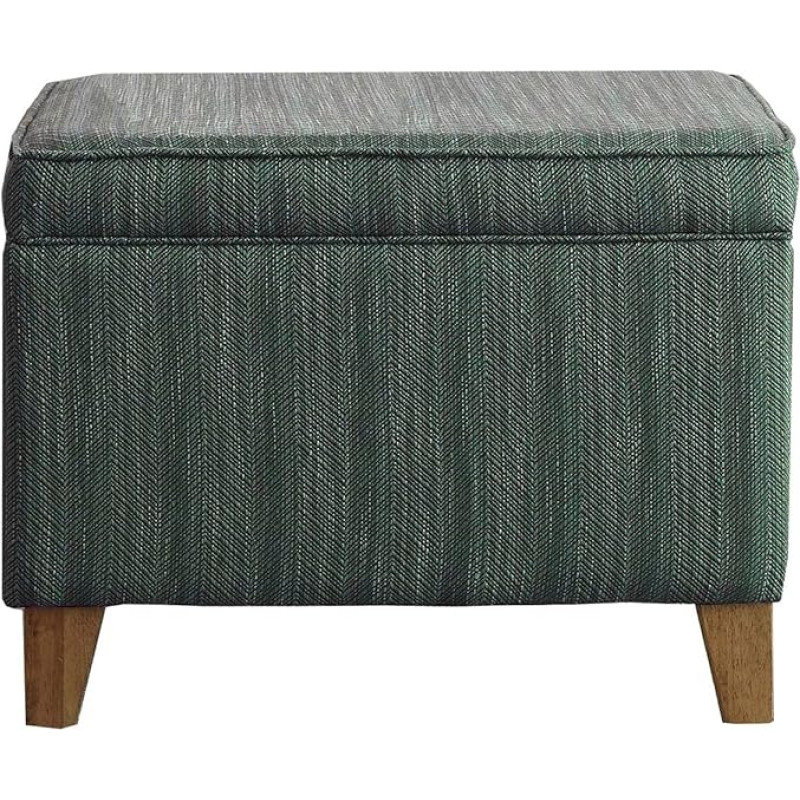 HomePop Upholstered Storage Ottoman with Hinged Lid, Teal
