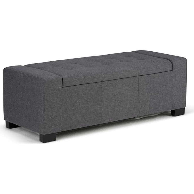 Simpli Home AXCOT-231-GL Laredo Large Storage Ottoman Bench, Fabric, Slate Grey, 129.54 x 50.8 x 44.45 cm