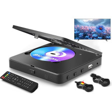 Blu Ray Player 1080P Blu Ray Disc Player kodukino mängib kõik DVD-d ja piirkonna B 2 Blu Rays alates toetab USB Stick 128GB HDMI ja AV väljund koos PAL NTSC konverteri ja ühenduskaabliga