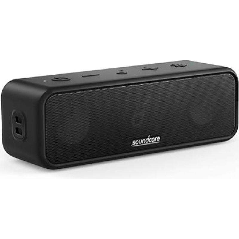 Soundcore 3 Bluetooth-kõlar, stereoheli, titaanmembraanist helijuht, PartyCast, BassUp, 24-tunnine aku, IPX7 veekaitse, kohandatud EQ, koju, õue, aeda.
