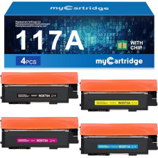MYCARTRIDGE ühilduv HP 117A toonerikomplektiga asendus HP värvilaser-multifunktsionaalseadmetele 178nwg 179fwg 178nw 150nw 179fnw 150a W2070A W2071A W2072A W2073A (must tsüaane kollane magenta, 4-pakk).