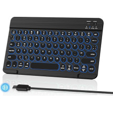 HUOBAO traadita Bluetooth klaviatuur, mitme seadme taustavalgustusega klaviatuur iPad, iPhone, Mac, Android, Windows, laetav miniklaviatuur, QWERTY UK paigutus, must
