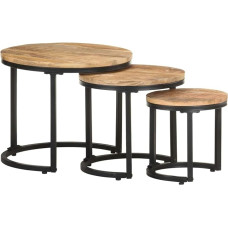 Tidyard 3 kohvilaudade komplekt, 3-st komplektist koosnev küljelaud, tahke akaatsiapuidust, elutoa laud, ümmargune küljelaud, diivanilaud, kohvilaud, laudade komplekt, erinevad suurused