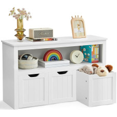 VASAGLE laste riiul, mänguasjade hoidmine lastele, hoiukapp, mänguasjade kapp, ratastega hoiukapp, mänguasjade riiul lastetoas, 30 x 102 x 60 cm, valge LHS380W01