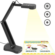 PAKOTOO 8MP dokumendikaamera kooli ja visualiseerija klassiruumi jaoks, millel on kaks mikrofoni, 3-tasemeline LED-valgus, üles ja alla, vasakule ja paremale suunatud pildi tagasipööramine, mitmekordne ühendamine, kaugõppeks ja õppimiseks.