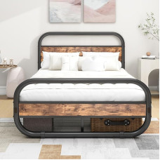 Diahomy voodiraam puidust kaheinimesevoodi külalisvoodi metallist voodi 120 x 200 cm metallist voodiraam noorte voodi lamelliraamiga peaplaadiga magamistuppa külalistetuppa pruun