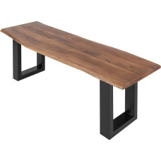 SAM Chicago söögitoa pink, 120 x 42 cm, akaatsiapuu, pähklipuu värvi, ehtsa võrega täispuidust pink, U-raamiga puupoolne pink, must, 26 mm pealisega pink