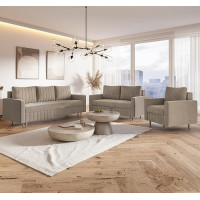 MOTIVENA Leo diivanikomplekt, diivanikomplekt 3 2 1 elutuba, diivan 3 2 1 komplekt, diivanikomplekt, futonikomplekt, elutoa diivanikomplekt, diivan 3 2 1 komplekt, Bonell vedrustuse tuum (H4), samet, beež