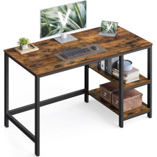VASAGLE LWD47X Kirjutuslaud arvutilaua PC laud kontorilaud 2 riiuliga paremal või vasakul küljel kontorisse elutuppa terasraamiga tööstuslik disain vintage pruun/must
