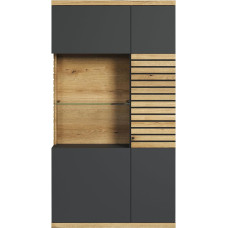 trendteam smart living - Highboard Cabinet Display Cabinet - Living - Norris - Assembled Dimensions (W x H x D) 80 x 146 x 37 cm - Colour Anthracite with Coast Evoke Oak - 230286084