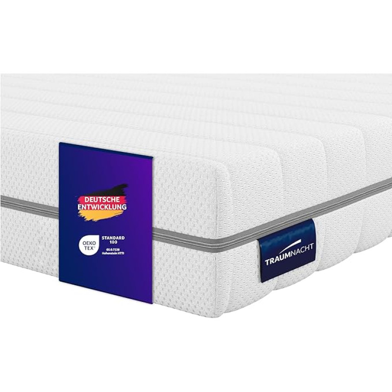 Traumnacht Orthopaedic 7-Zone Cold Foam Mattress, Hardness 4 (H4 - Firm), Oeko-Tex Certified, 140 x 200 cm, Height 16 cm, Produced According to German Quality Standard
