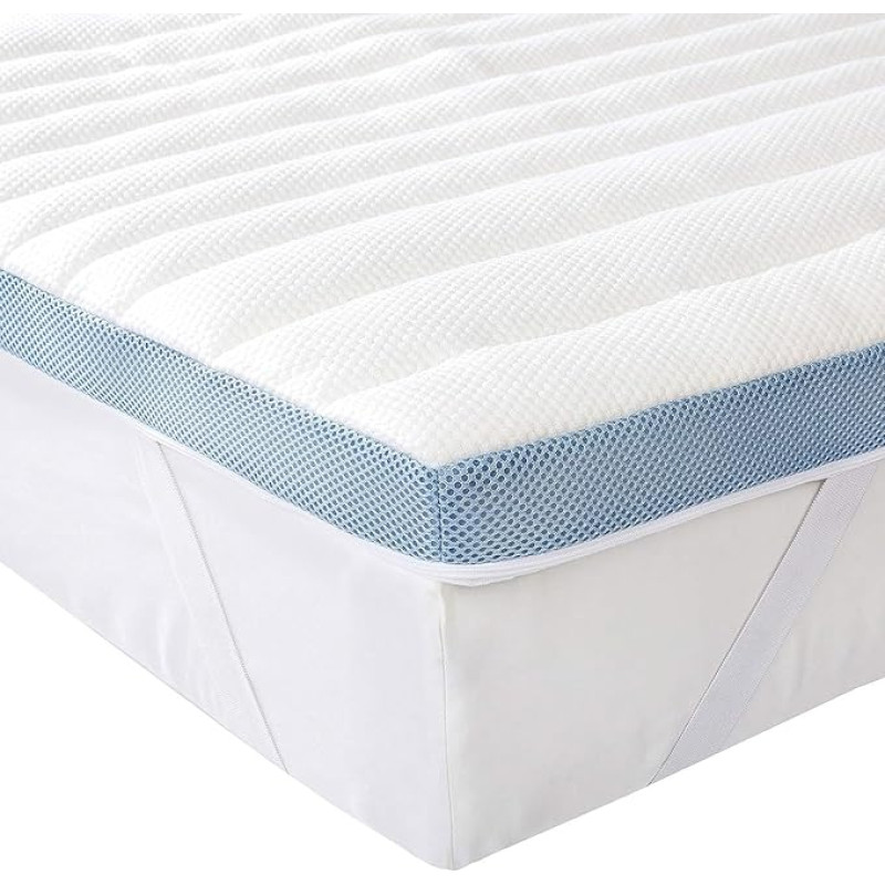 Amazon Basics Memory Foam Mattress Topper with Ties, 135 x 190 cm, 5 cm Height, White