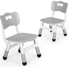Clevich Children's Desk Chair, 2 Pieces, Children's Chair Plastic up to 100 kg, Children's Chair Height Adjustable, with Backrest, from 2 Years, School, Children's Room, Day Care, Children's Furniture