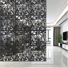 aleawol Pack of 12 Hanging Room Dividers, Black, 40 x 40 cm, DIY Room Divider Screen, Paravent Room Divider, Hanging Panel Room Divider, Hanging for Interior Decoration, Living Room, Dining Room