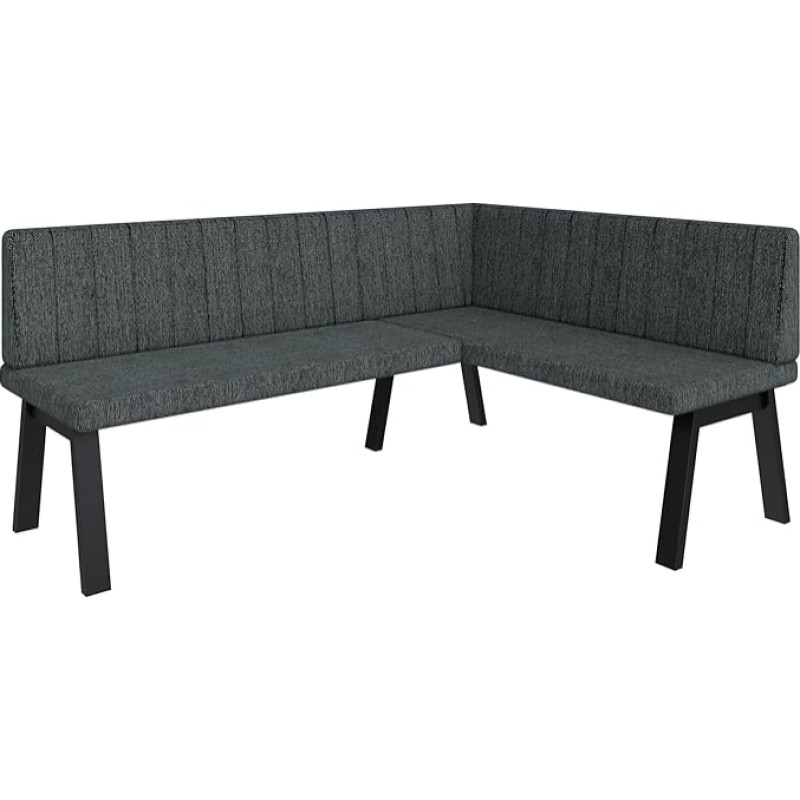 FURNISTAR Akiko Metal A Corner Bench Set for Your Dining Room, Kitchen, Modern, Sitting Area, Dining Nook. Perfect for Kitchen, Office and Reception. Solid and Strong Workmanship. (168 x 128 Right