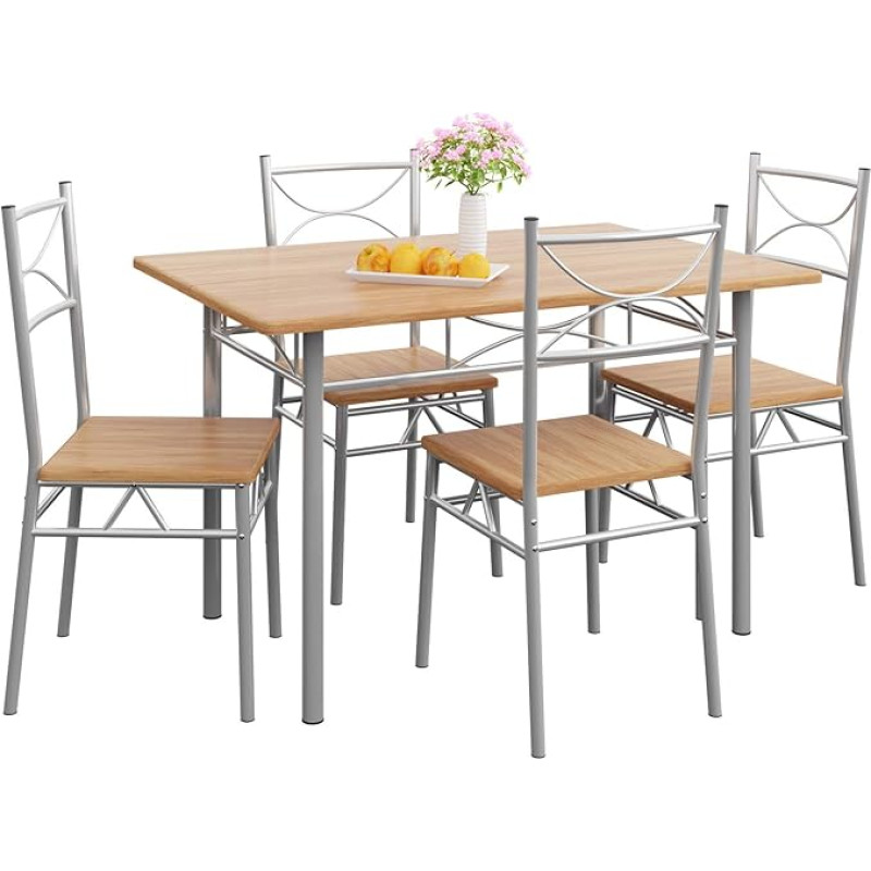Casaria Dining Table Kitchen Table with 4 Chairs Dining Room Set Kitchen Table Chair Set