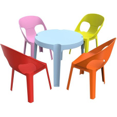 Resol Childrens Kids Rita Set Table and 4 Chairs, Plastic Polypropylene Dividers – Multicoloured, 60 x 51 x 78 cm Pack of 5)