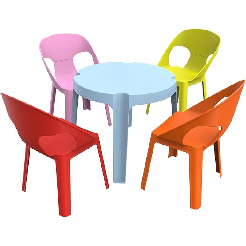 Resol Childrens Kids Rita Set Table and 4 Chairs, Plastic Polypropylene Dividers – Multicoloured, 60 x 51 x 78 cm Pack of 5)