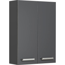 Pelipal Quickset 311 Bathroom Wall Cupboard in Anthracite Gloss, 60 cm Wide, Bathroom Wall Cabinet with 2 Doors and 2 Shelves