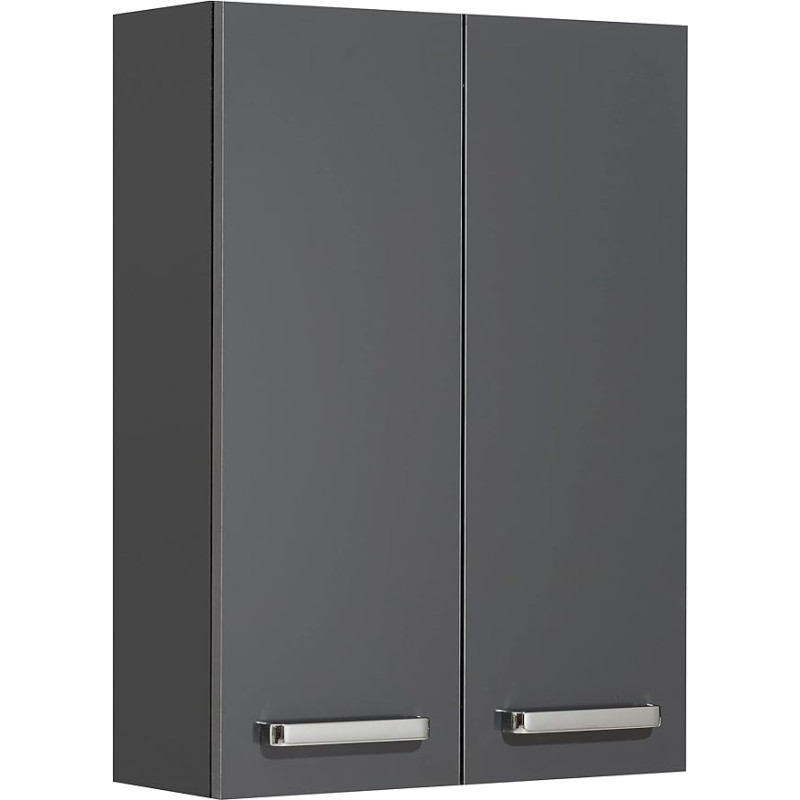 Pelipal Quickset 311 Bathroom Wall Cupboard in Anthracite Gloss, 60 cm Wide, Bathroom Wall Cabinet with 2 Doors and 2 Shelves
