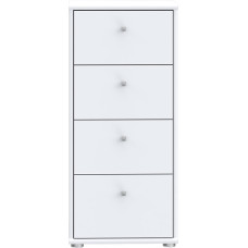 Forte Tempra 2 Chest of Drawers with 4 Drawers, Wooden, White, W x H x D: 38.6 x 85.5 x 34.8 cm