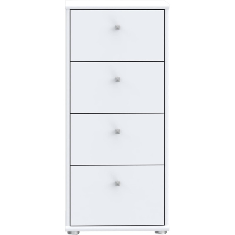 Forte Tempra 2 Chest of Drawers with 4 Drawers, Wooden, White, W x H x D: 38.6 x 85.5 x 34.8 cm